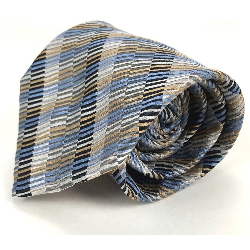 TED BAKER London Tie Striped Multi Color Elegant Evening Office Silk Necktie
